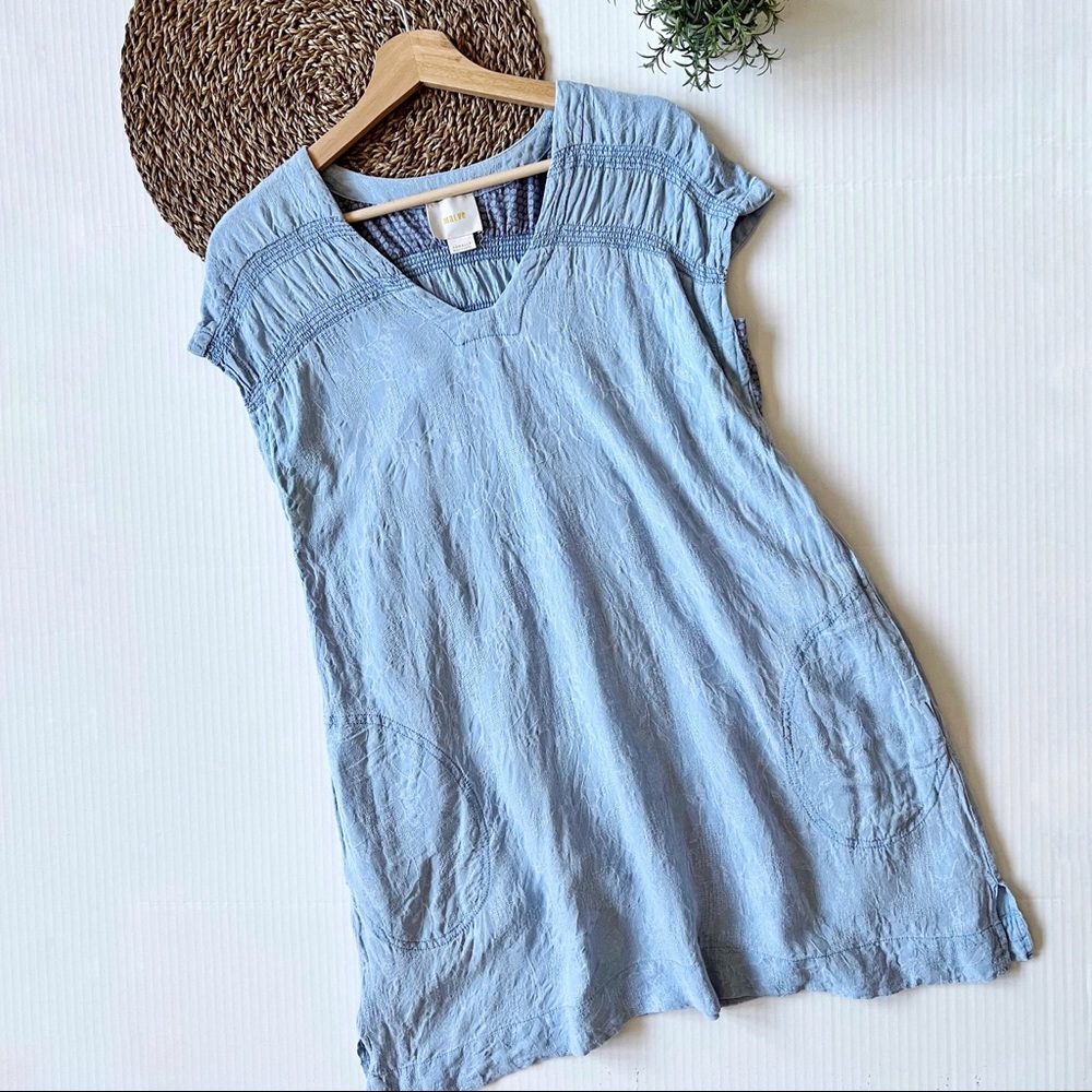 Anthropologie Maeve Chambray Short Sleeve Dress